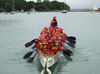 Group rowing a dragon boat